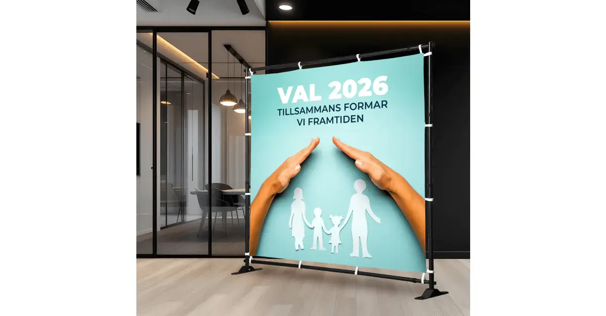 Billig reklamvägg i hög kvalitet med eget tryck - Mybanner.se